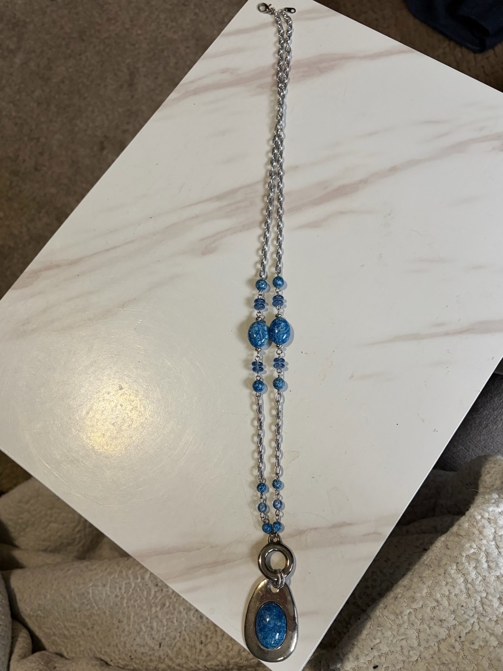 2/$30 Blue Beaded Pendant Necklace - Women's Jewelry